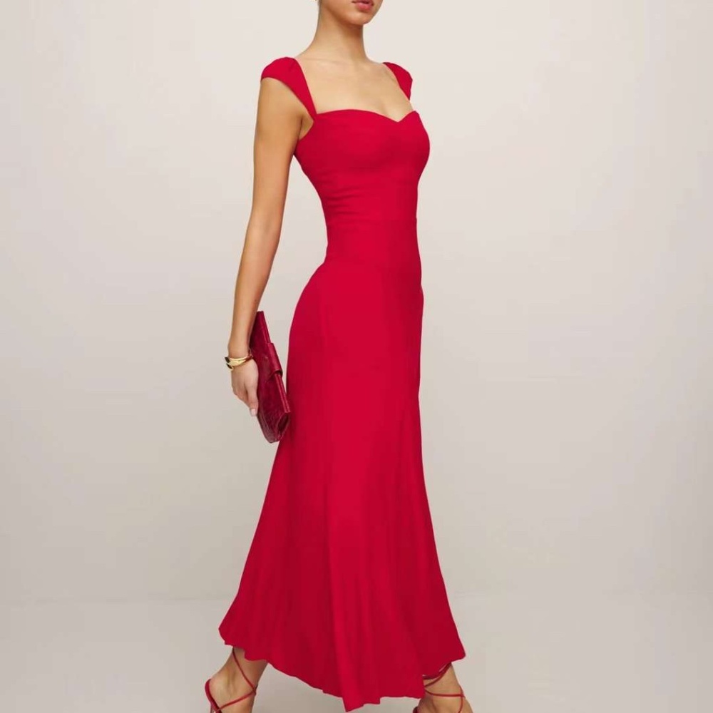 Reformation Bryson Midi Dress - Cherry Red
